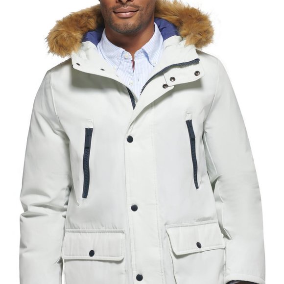 Club Room Mens Ice Faux Fur Hood Regular Fit Parka Jacket Coat Medium - Picture 1 of 3